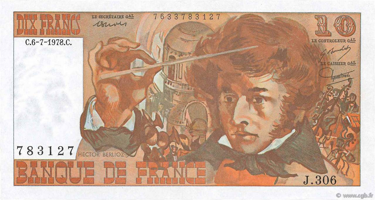 10 Francs BERLIOZ  FRANCE  1978 F.63.25 SPL+