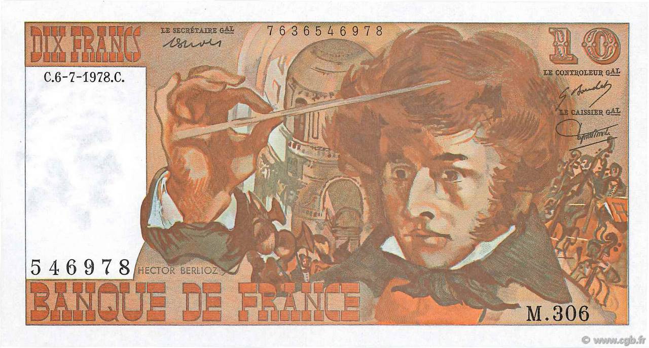 10 Francs BERLIOZ FRANKREICH  1978 F.63.25 ST