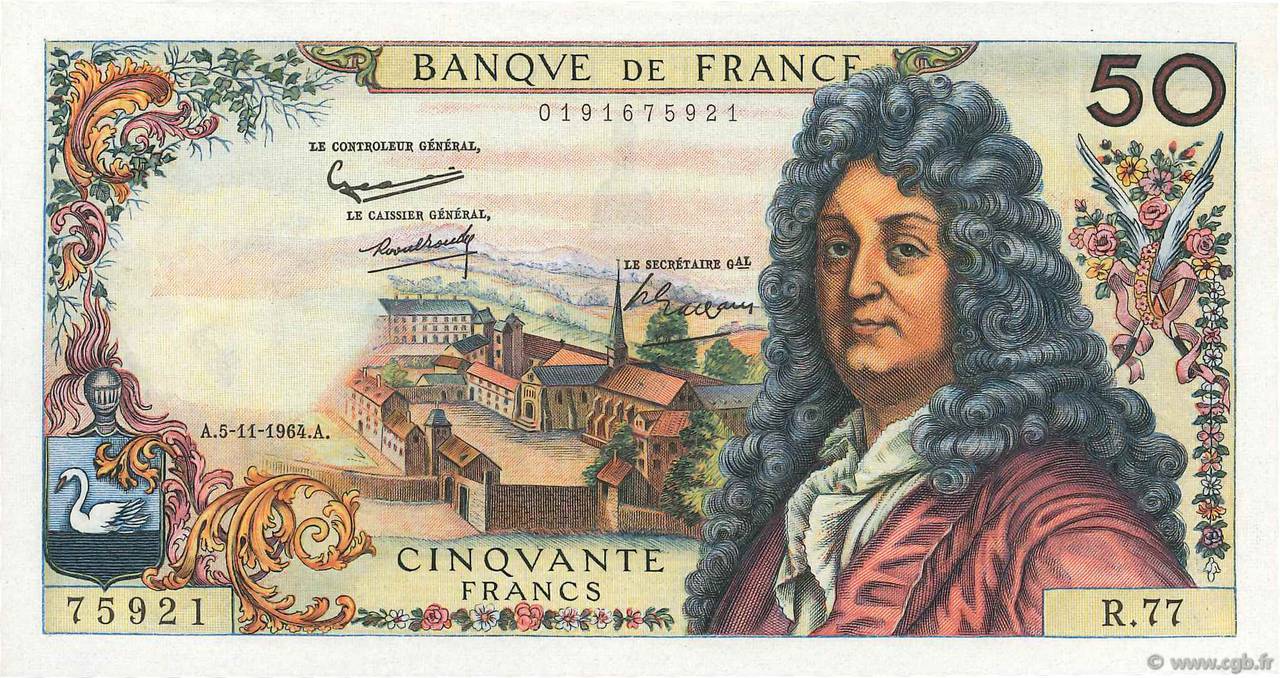 50 Francs RACINE FRANCIA  1964 F.64.07 AU