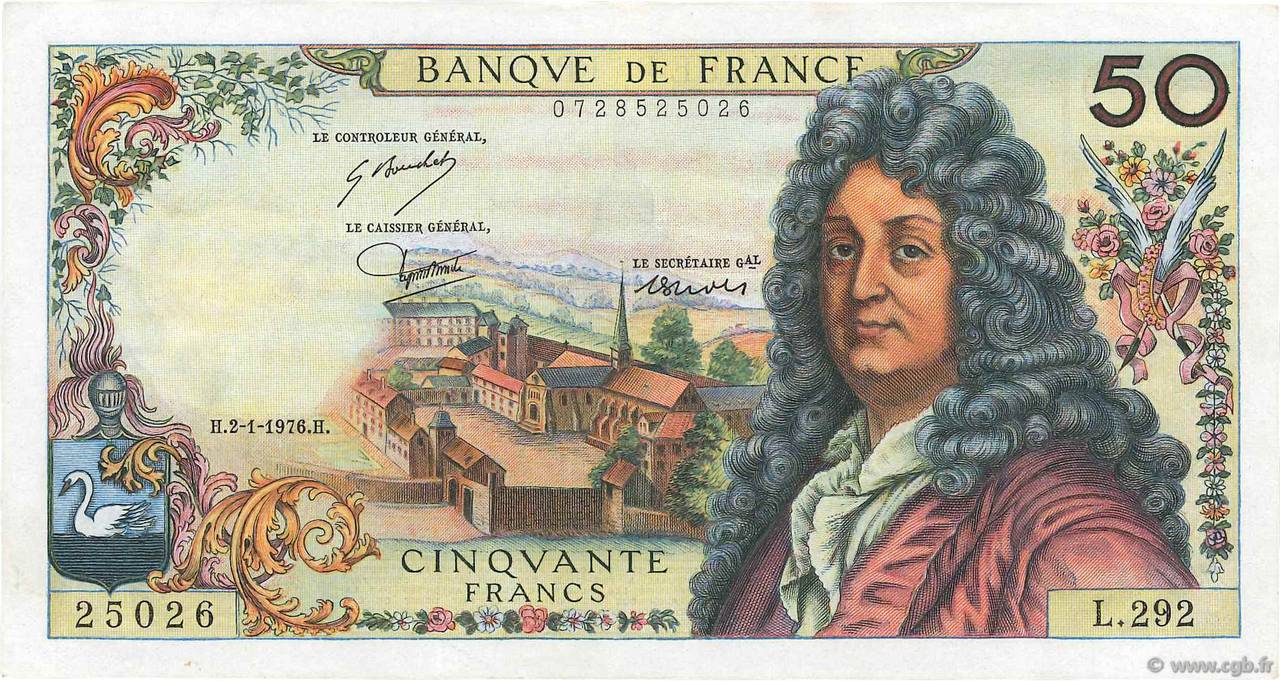 50 Francs RACINE FRANCIA  1976 F.64.32 SPL+