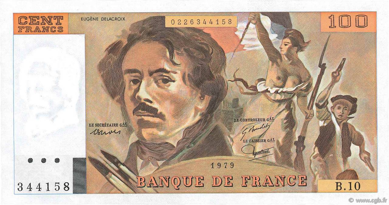 100 Francs DELACROIX modifié FRANCIA  1979 F.69.02a q.FDC