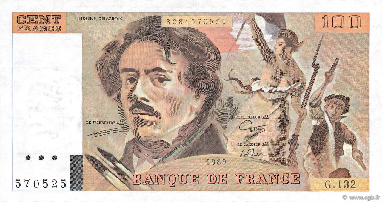 100 Francs DELACROIX modifié FRANKREICH  1989 F.69.13a ST
