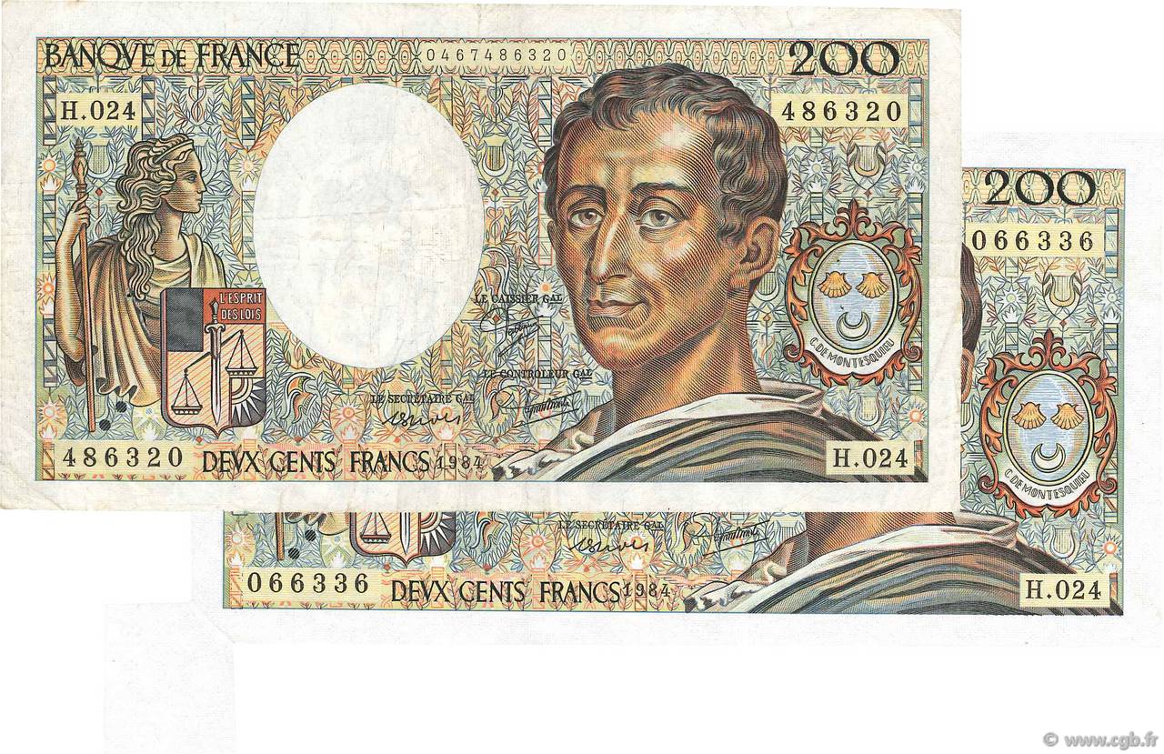 200 Francs MONTESQUIEU Fauté FRANKREICH  1984 F.70.04 fST+
