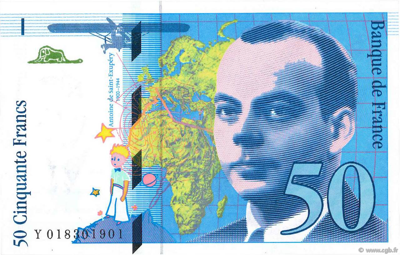 50 Francs SAINT-EXUPÉRY Modifié FRANCE  1994 F.73.01b UNC