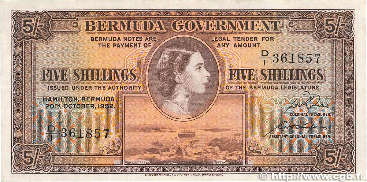 5 Shillings BERMUDAS  1952 P.18a SS