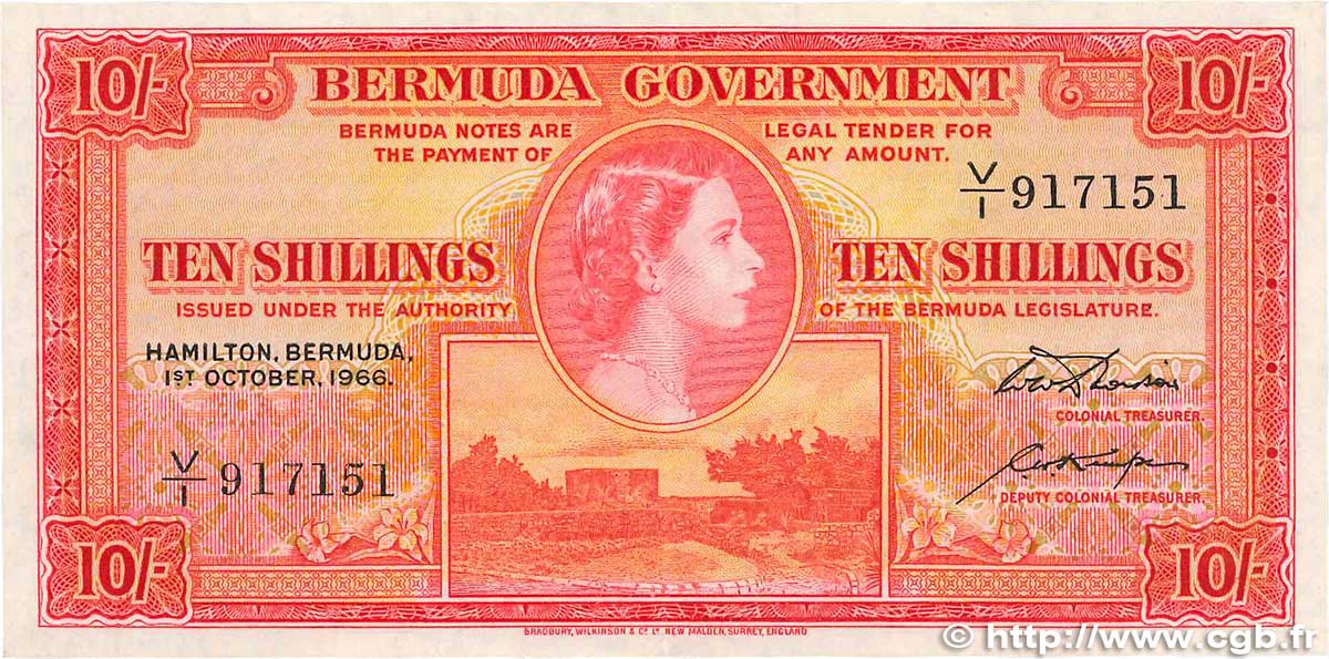 10 Shillings BERMUDA  1966 P.19c q.SPL