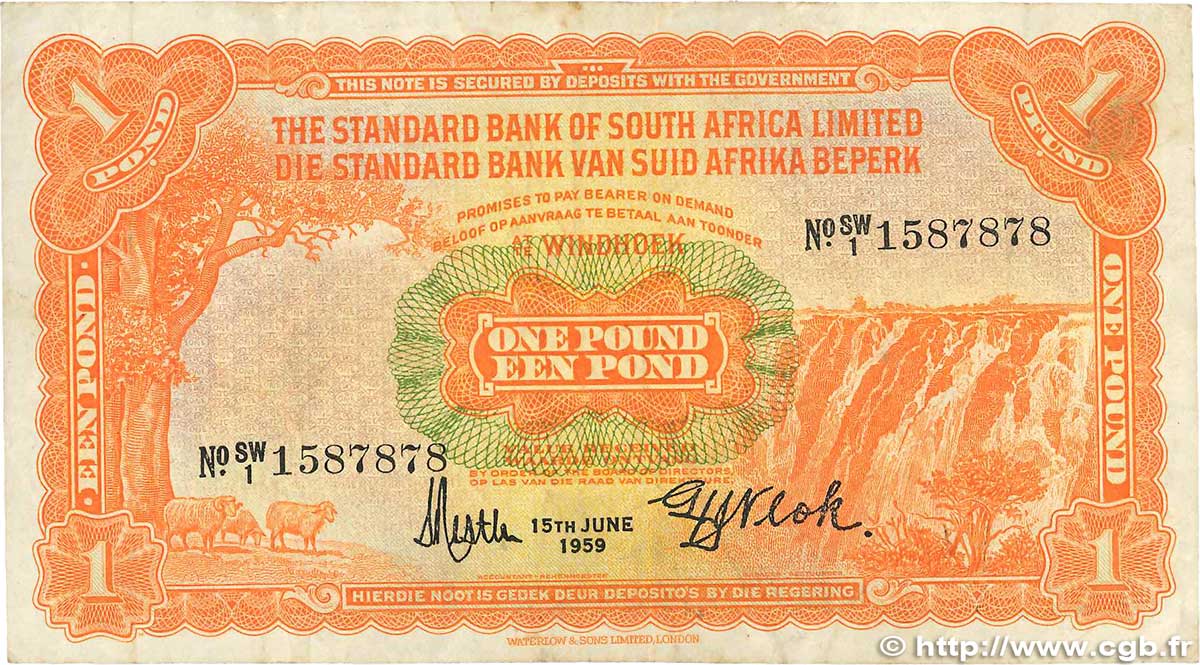 1 Pound SOUTH WEST AFRICA  1959 P.11 q.BB