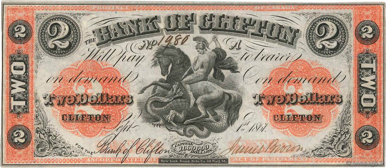 2 Dollars KANADA  1861 PS.1664b fST+