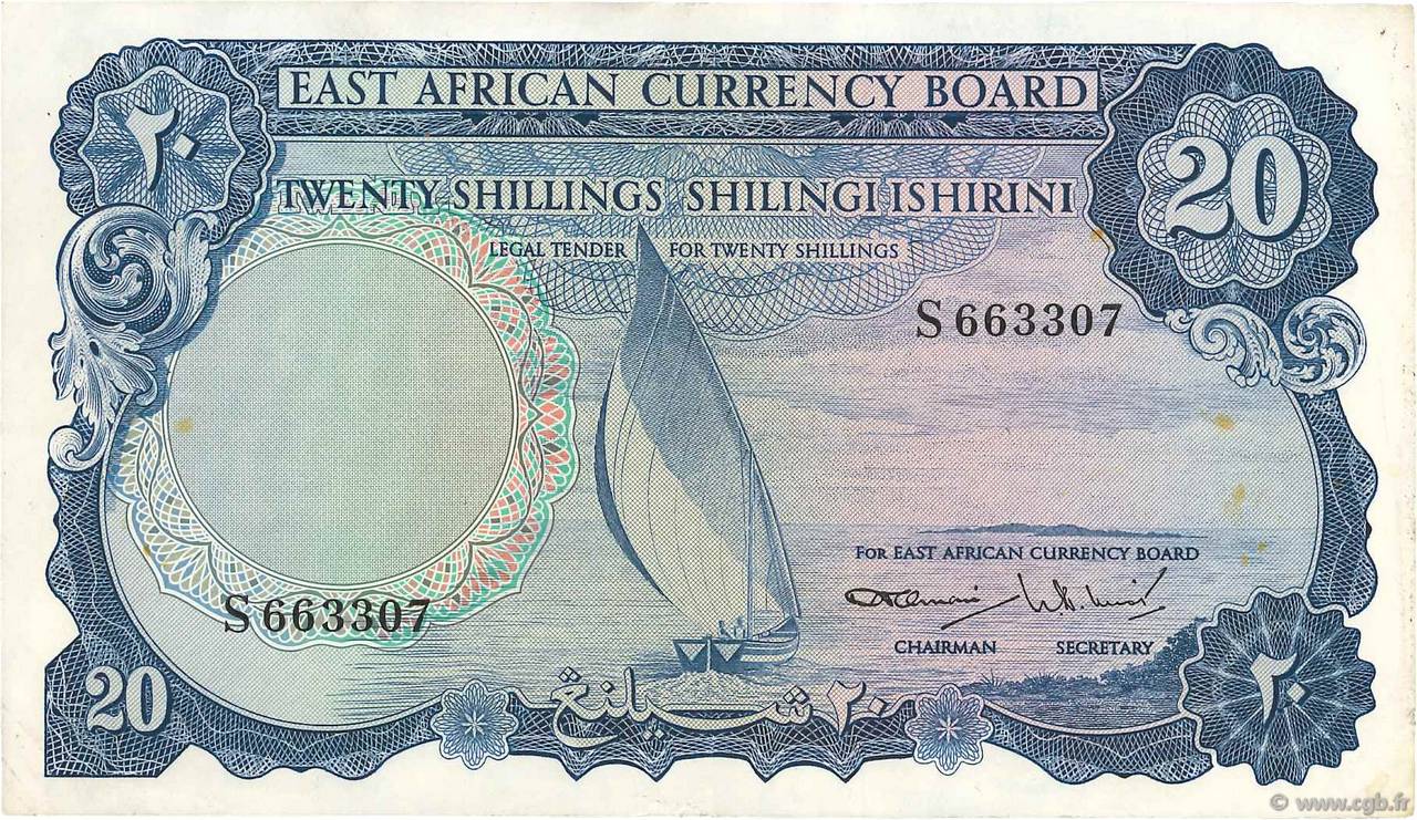 20 Shillings ÁFRICA ORIENTAL BRITÁNICA  1964 P.47a MBC