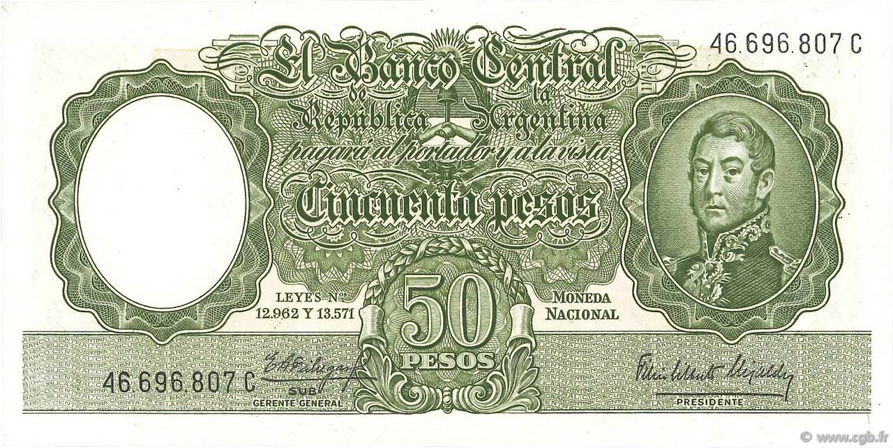 50 Pesos ARGENTINA  1955 P.271c UNC-