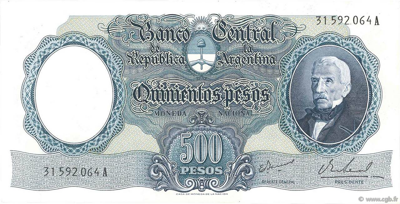 500 Pesos ARGENTINIEN  1964 P.278b fST+