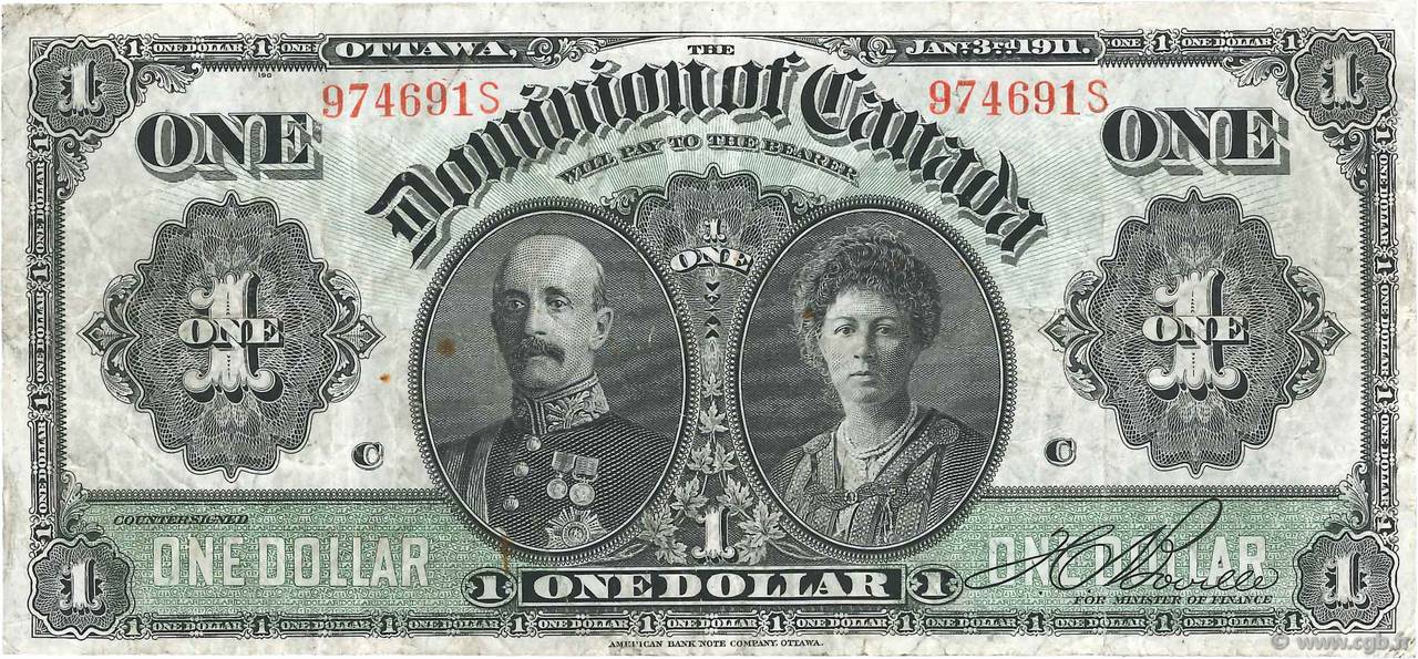1 Dollar CANADA  1911 P.027a F+