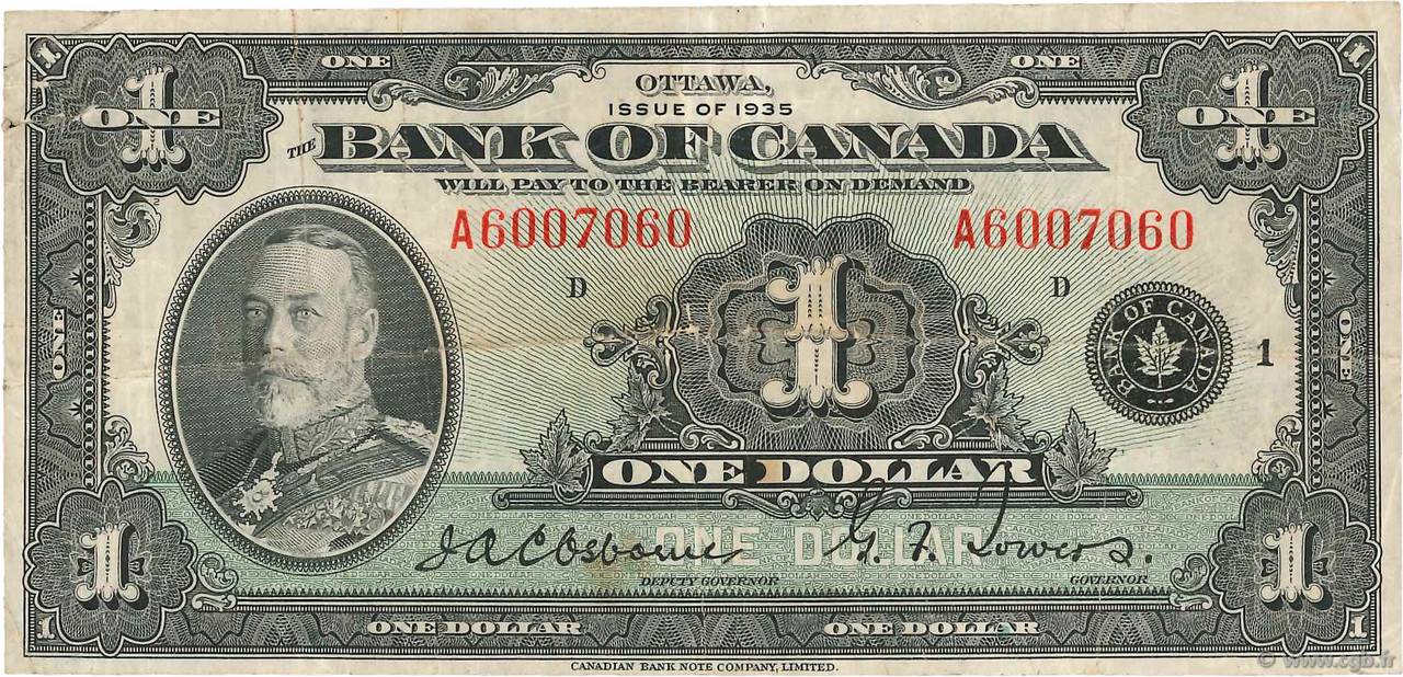 1 Dollar CANADA  1935 P.038 F+