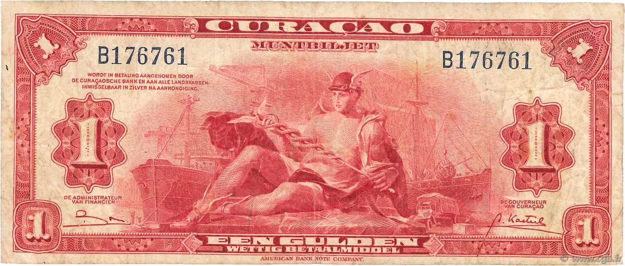 1 Gulden CURACAO  1947 P.35b MB