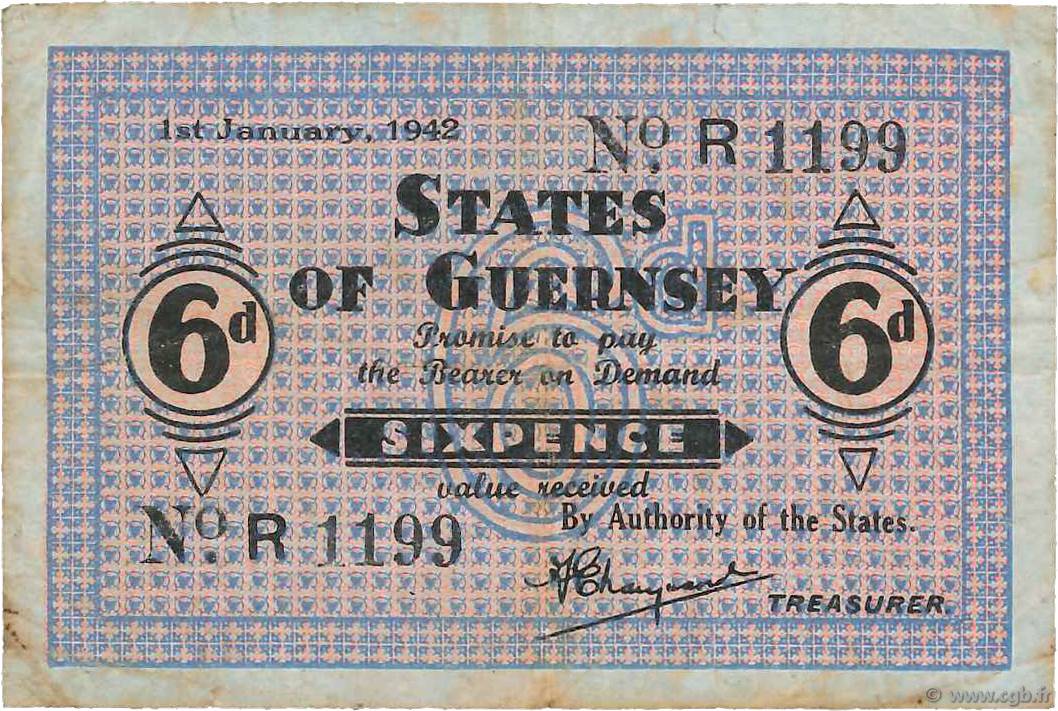 6 Pence GUERNESEY  1942 P.24 TB