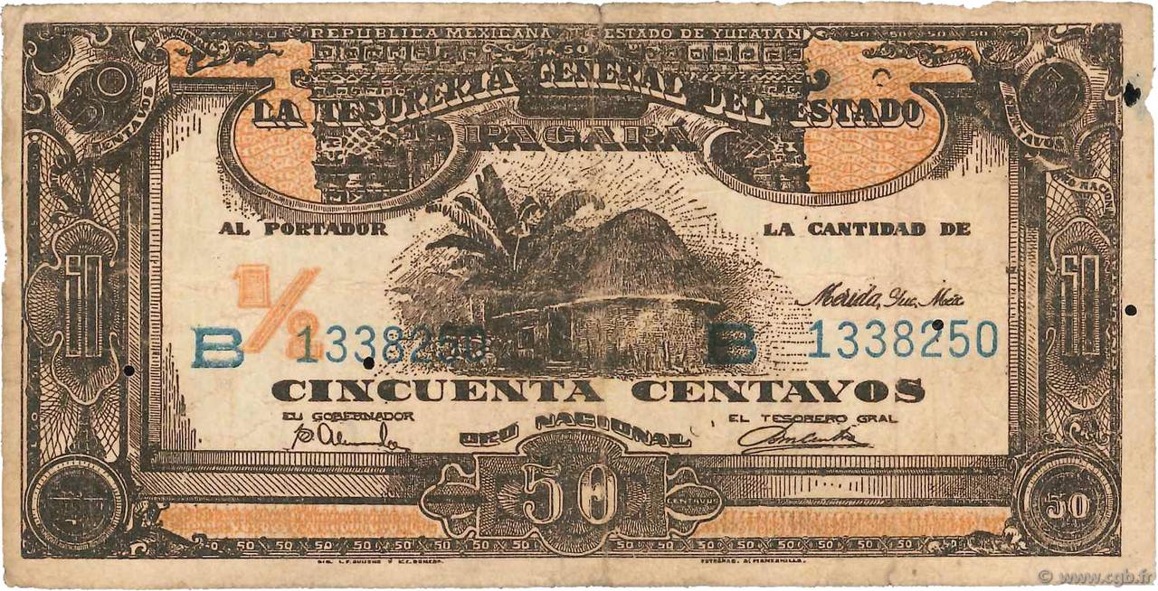50 Centavos MEXICO Merida 1916 PS.1134 q.MB