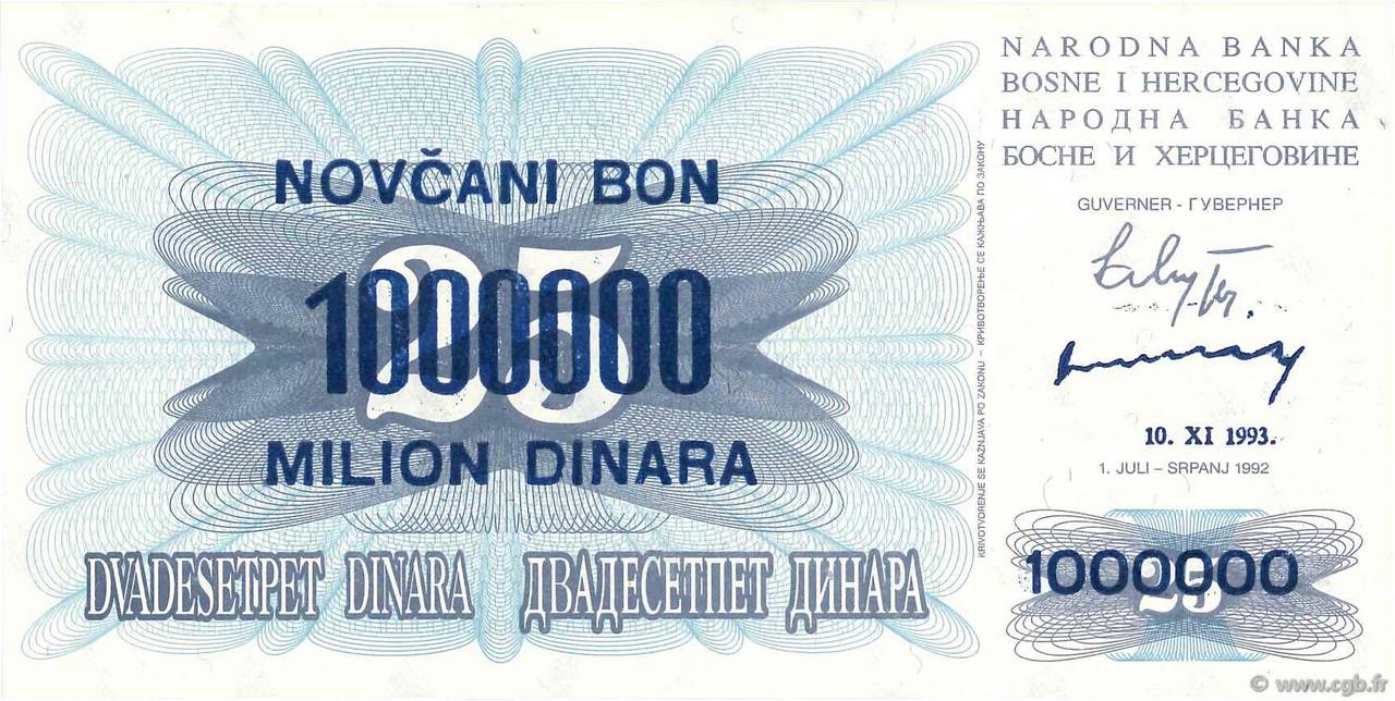 1000000 Dinara BOSNIEN-HERZEGOWINA  1993 P.035b fST+