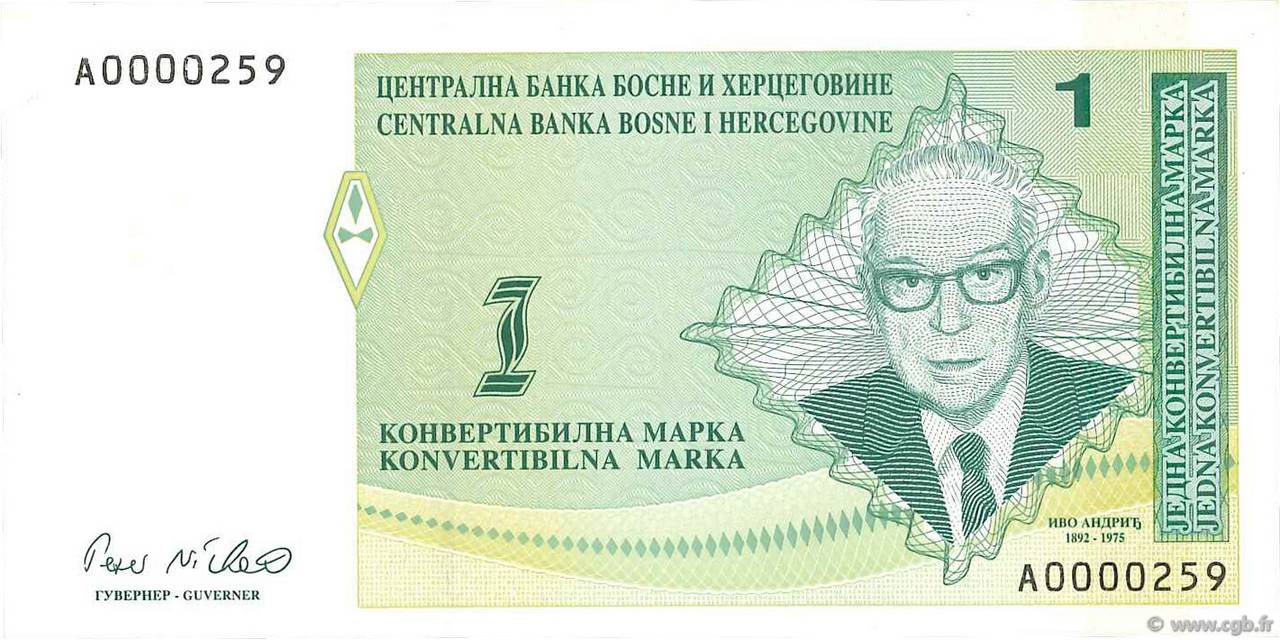 1 Convertible Marka BOSNIA-HERZEGOVINA  1998 P.060a SC+