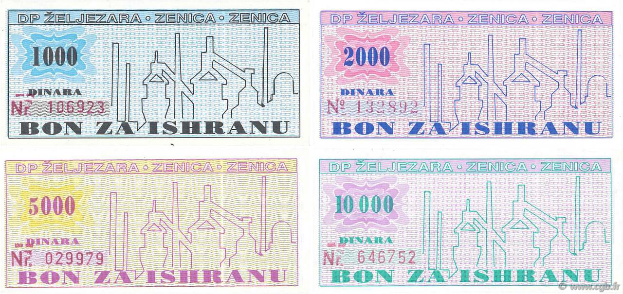 1000-2000-5000-10000 Dinara BOSNIA HERZEGOVINA Zenica 1991 P.- XF - AU