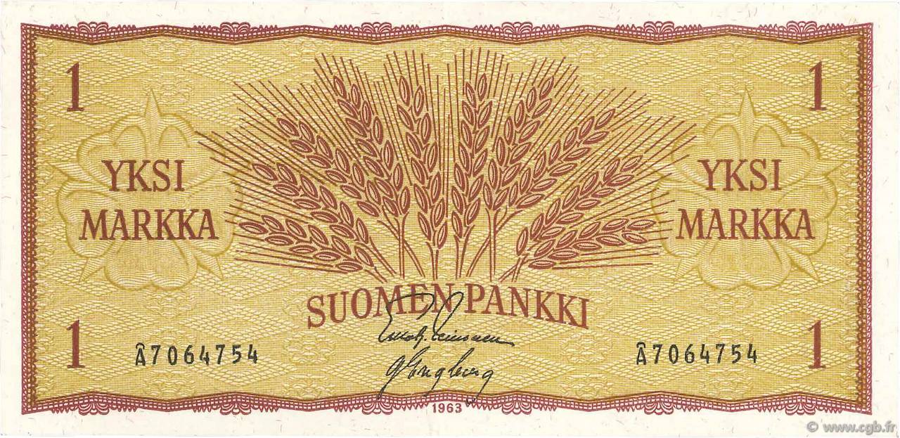 1 Markka FINLANDIA  1963 P.098a SC