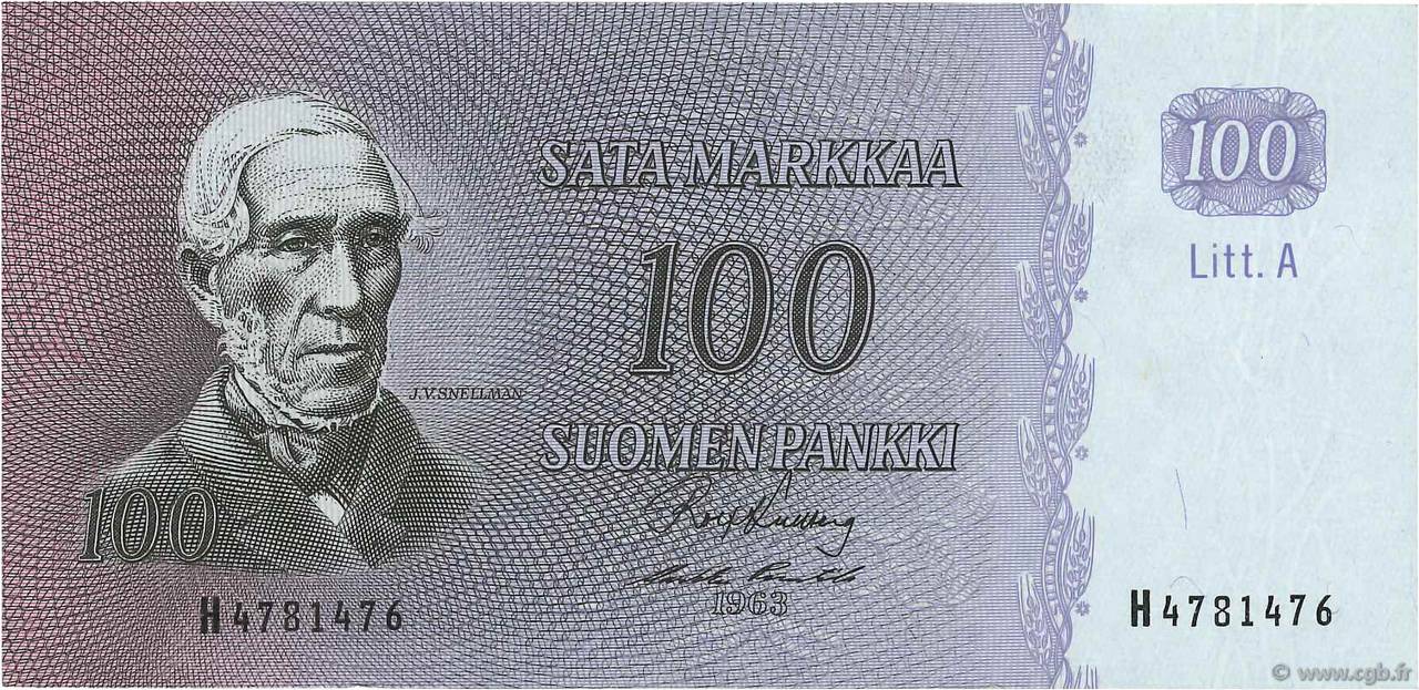 100 Markkaa FINLANDIA  1963 P.106a EBC
