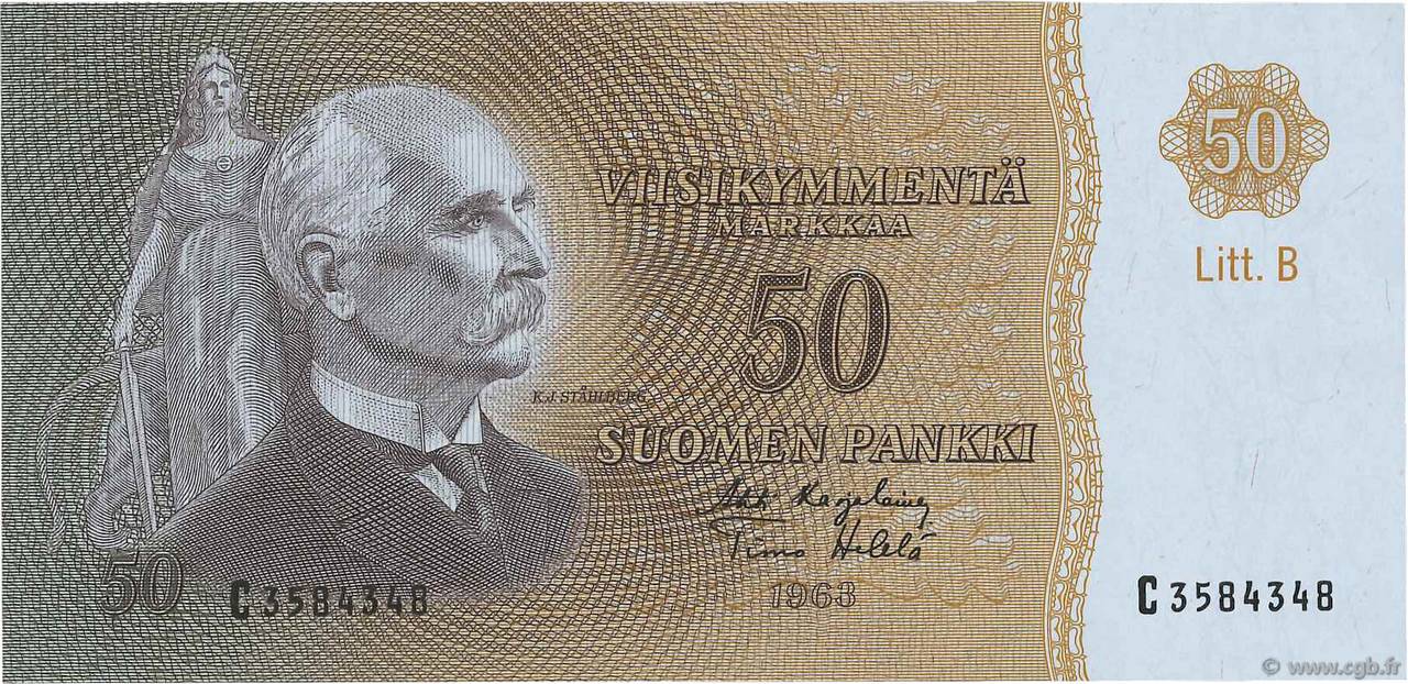 50 Markkaa FINLANDE  1963 P.107a SUP+