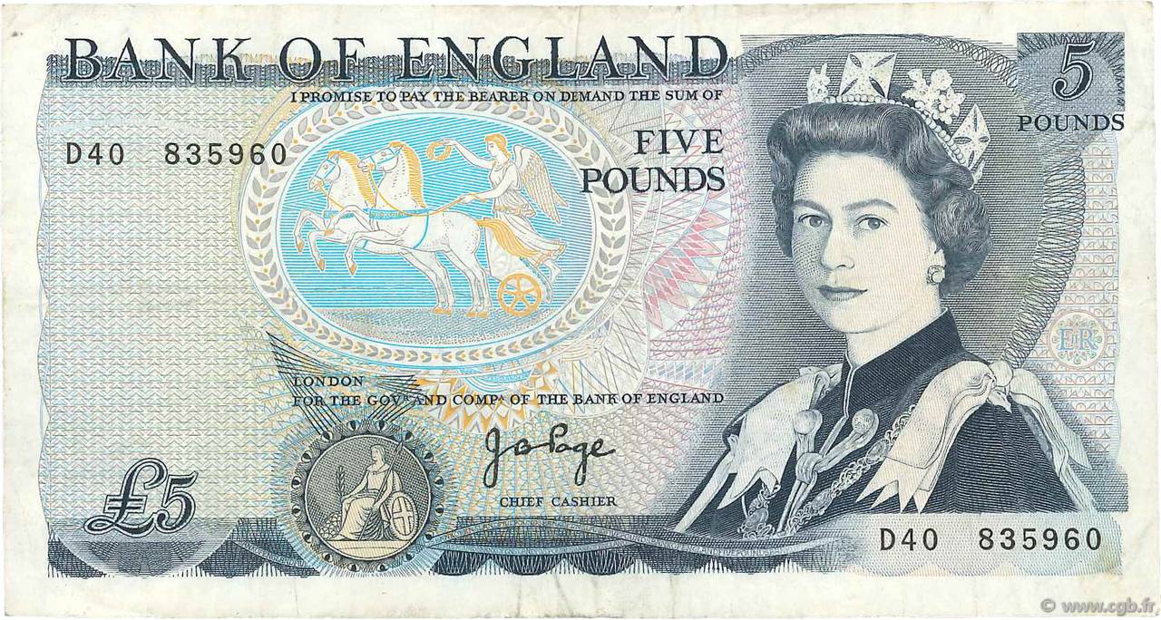 5 Pounds ANGLETERRE  1971 P.378a TTB