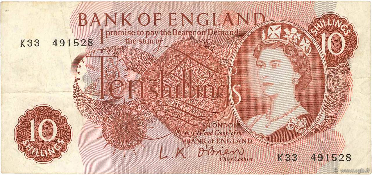 10 Shillings ENGLAND  1961 P.373a fSS