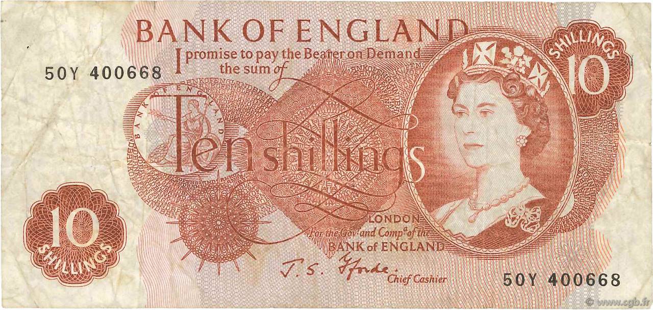 10 Shillings ENGLAND  1966 P.373c fS