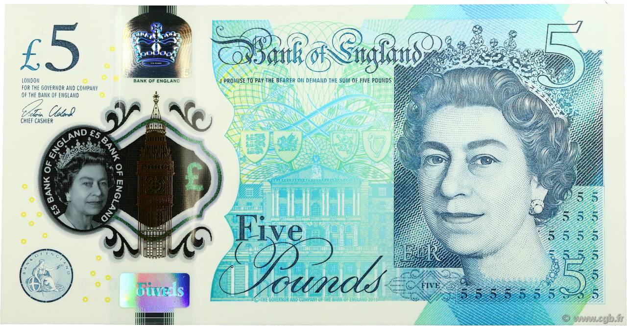 5 Pounds ENGLAND  2015 P.394 ST