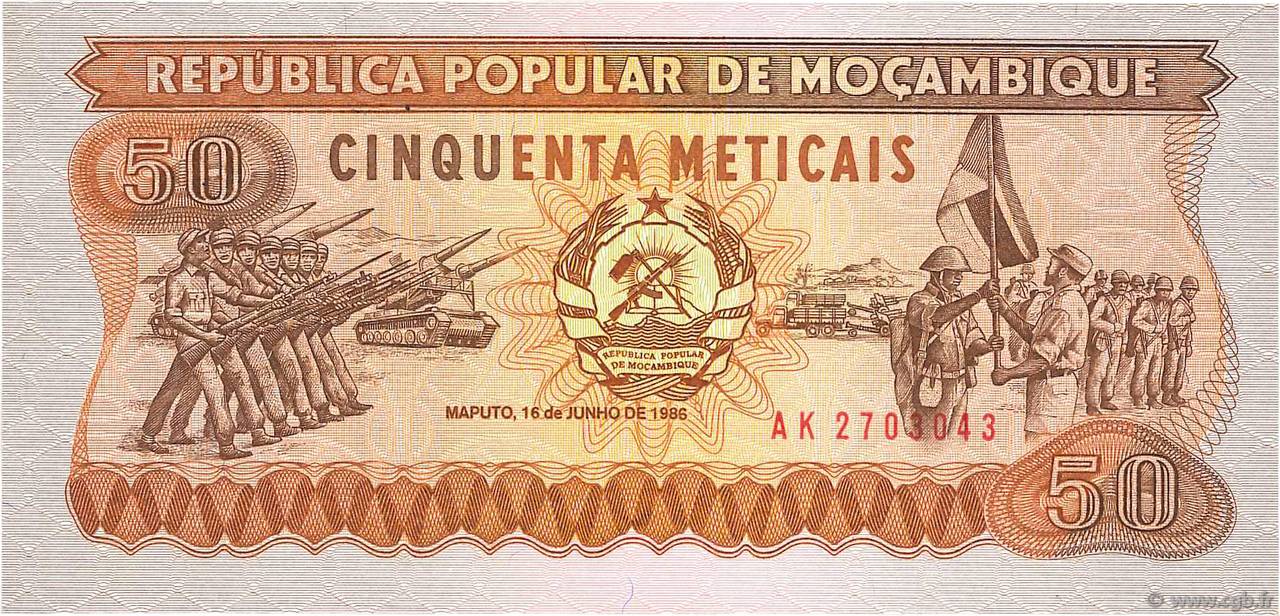 50 Meticais MOZAMBIQUE  1986 P.129b FDC