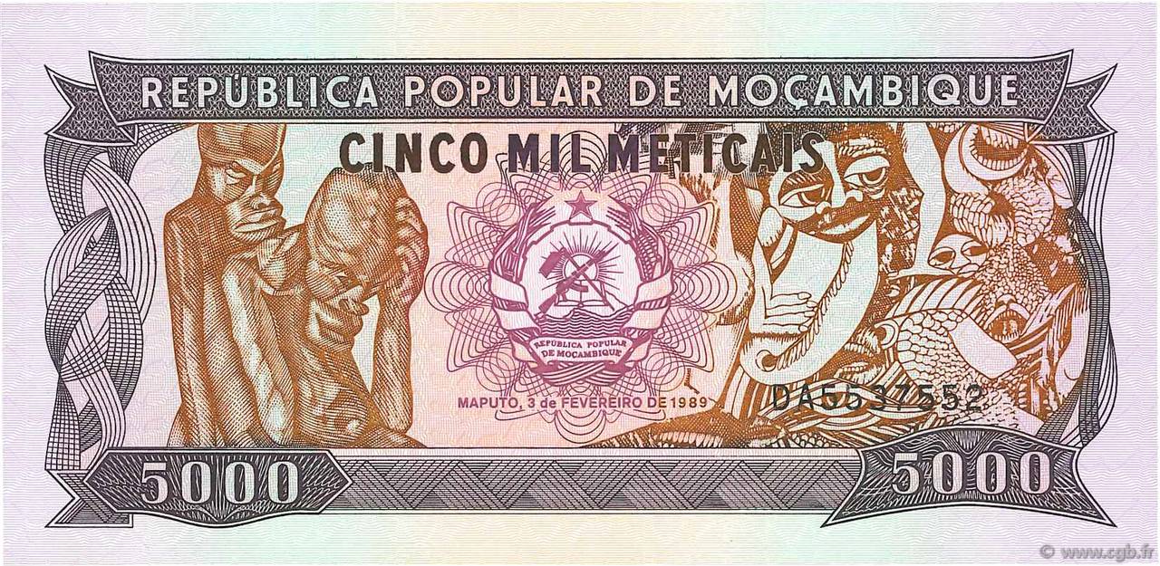 5000 Meticais MOZAMBIQUE  1989 P.133b UNC-