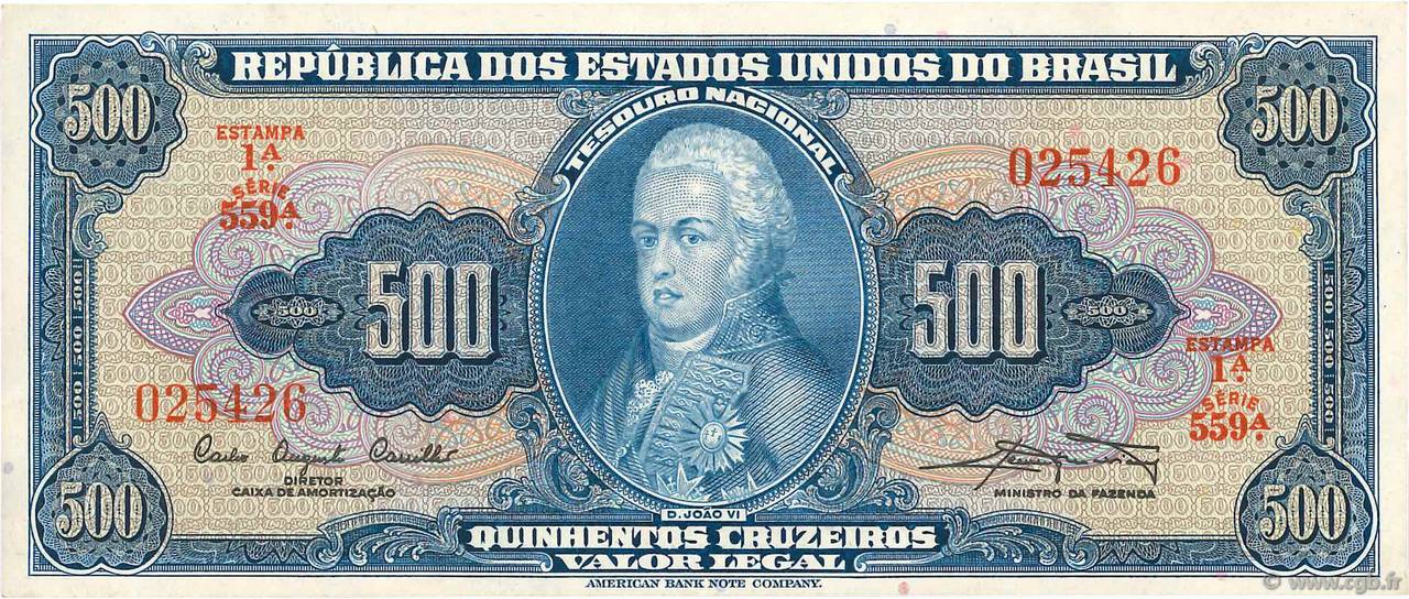 500 Cruzeiros BRASIL  1961 P.172a EBC