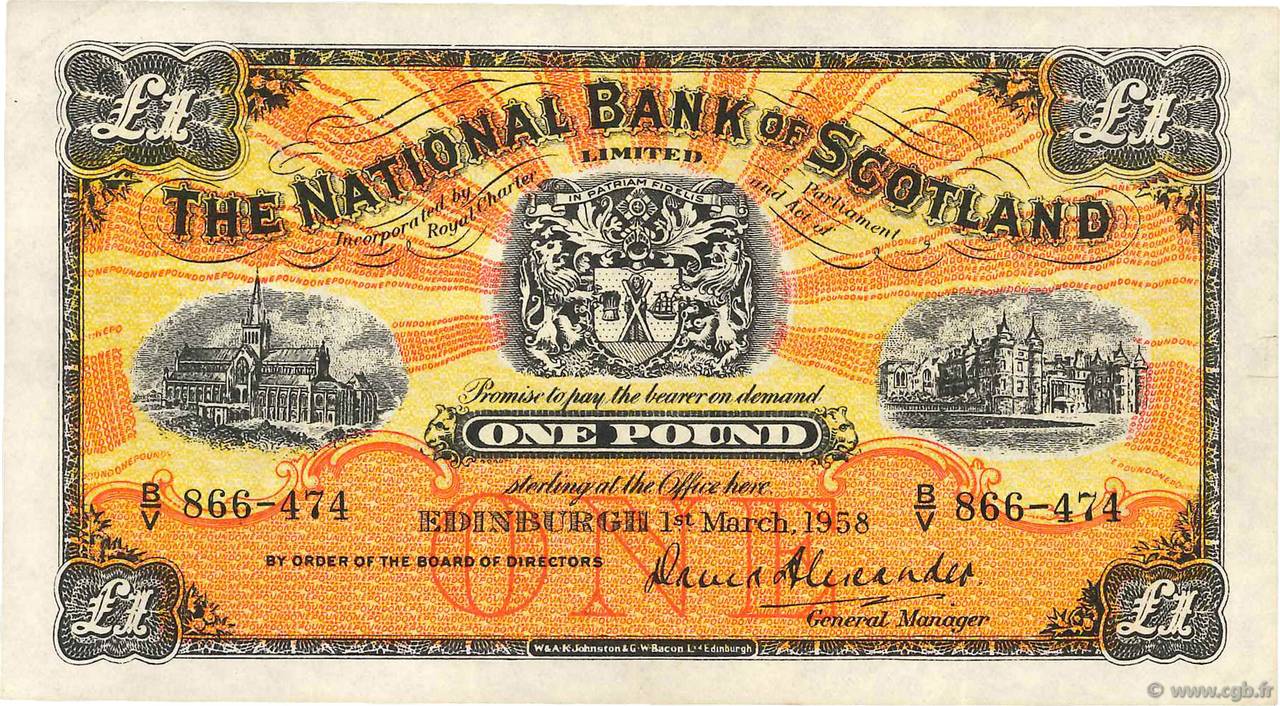 1 Pound SCOTLAND  1958 P.258c SPL