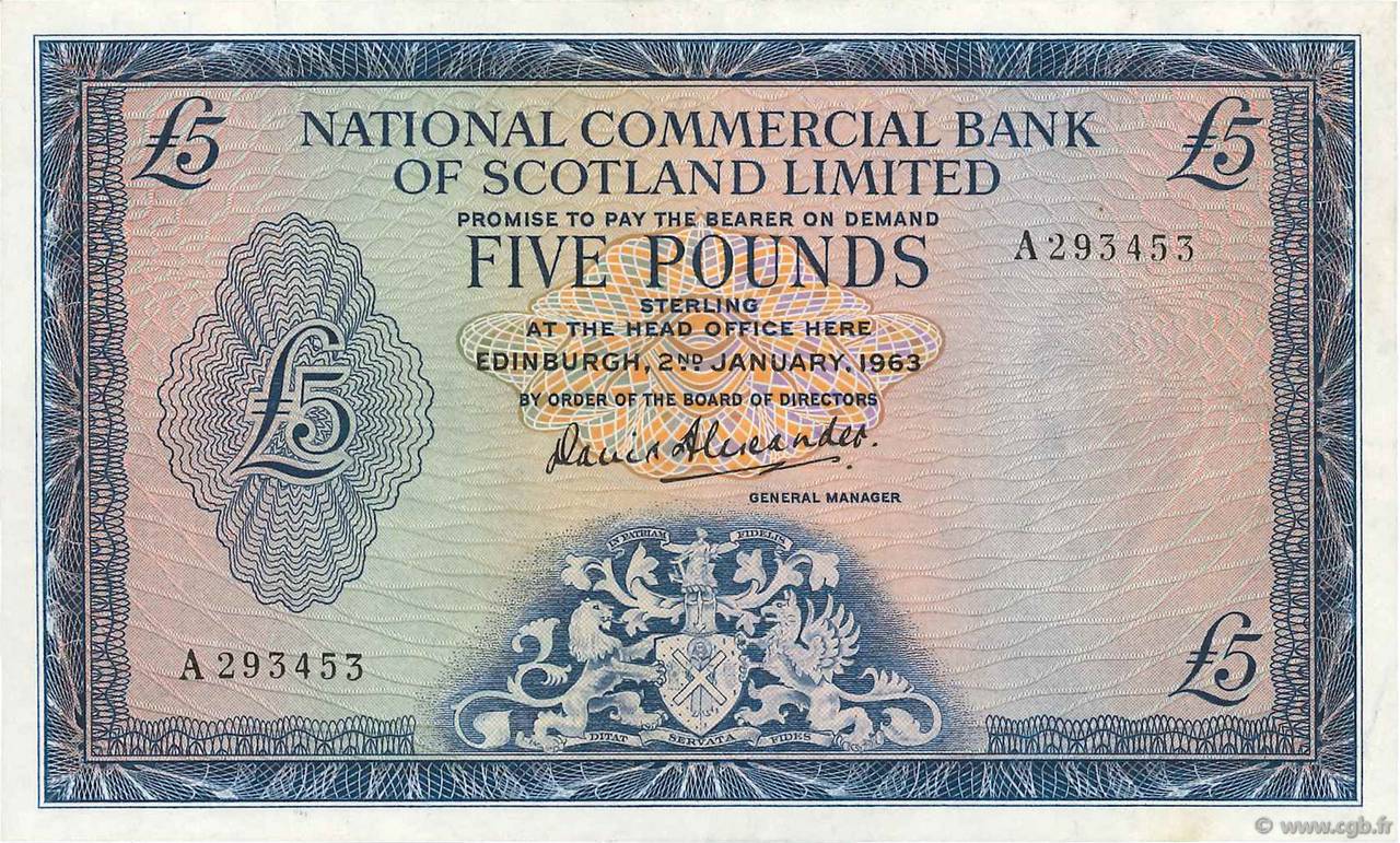 5 Pounds SCOTLAND  1963 P.272a q.SPL