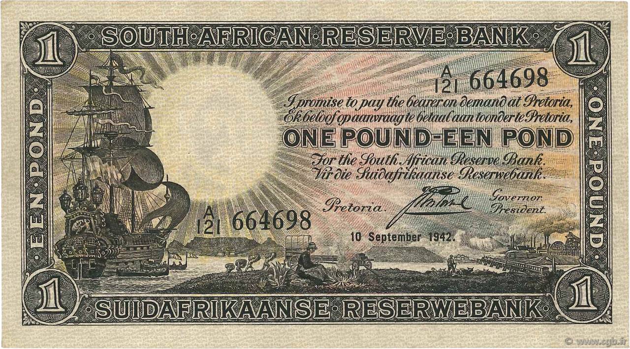 1 Pound SOUTH AFRICA  1942 P.084e XF-