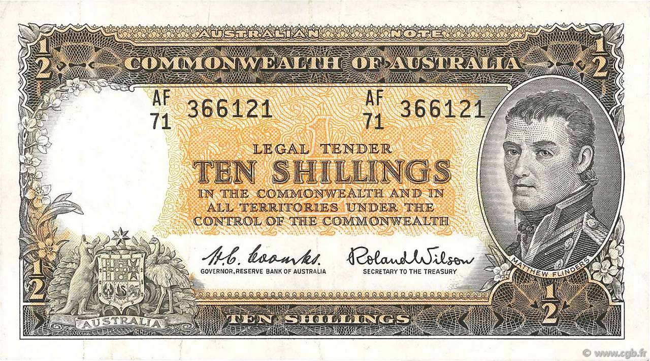 10 Shillings AUSTRALIEN  1954 P.29a SS
