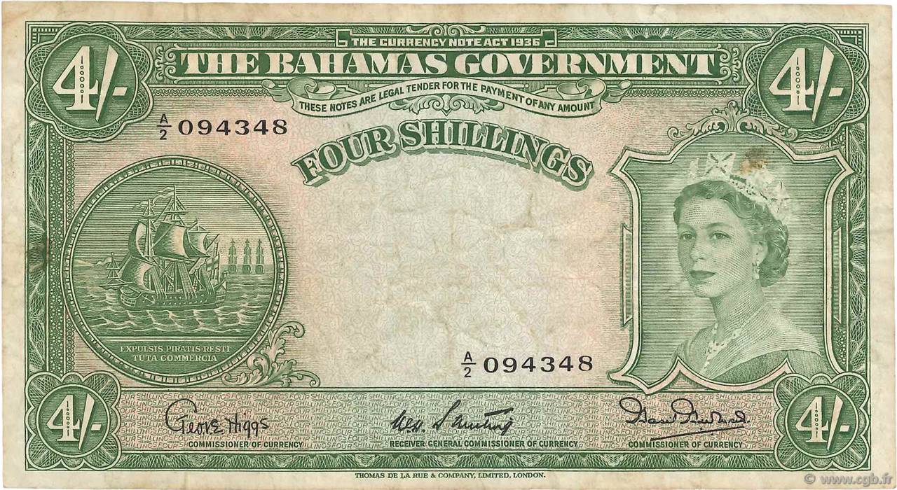 4 Shillings BAHAMAS  1953 P.13b BC