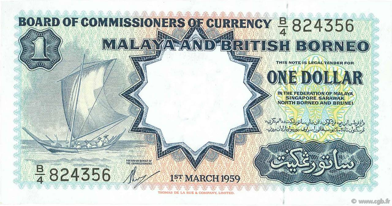 1 Dollar MALAYA and BRITISH BORNEO  1959 P.08A XF+