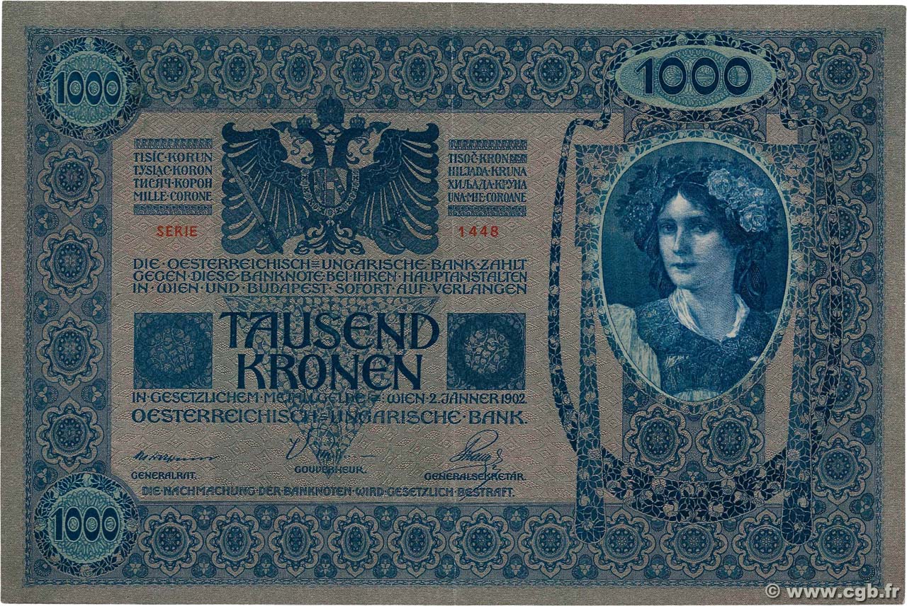 1000 Kronen AUSTRIA  1902 P.008a SPL