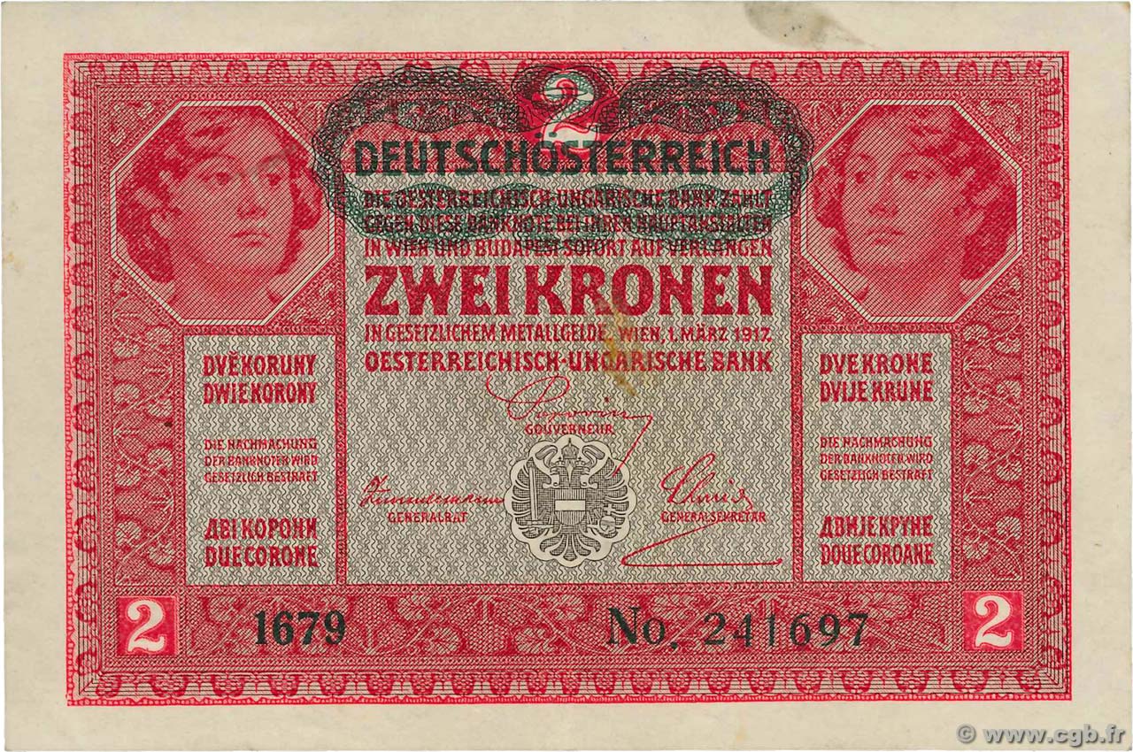 2 Kronen AUSTRIA  1919 P.050 MBC