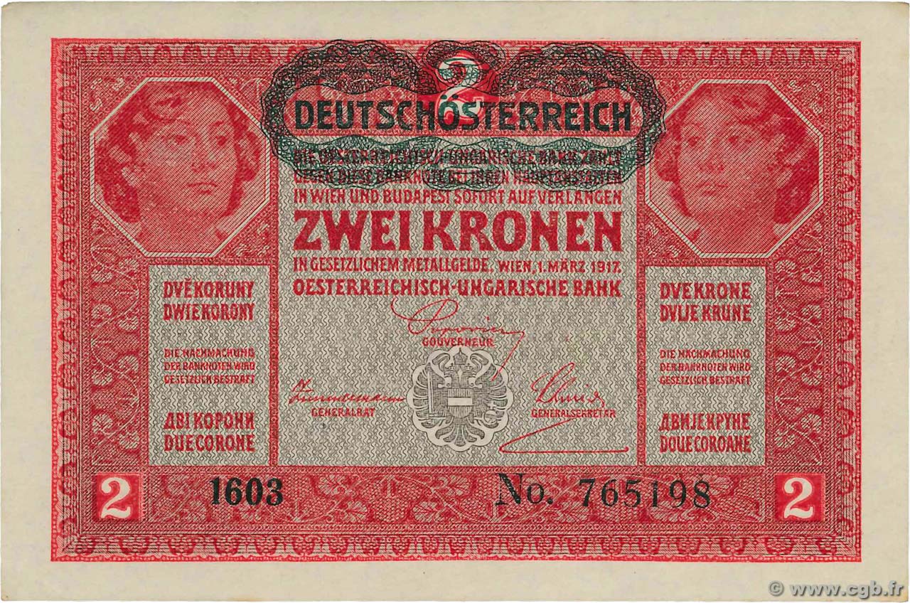 2 Kronen AUSTRIA  1919 P.050 UNC-