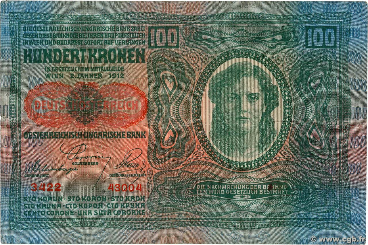 100 Kronen ÖSTERREICH  1919 P.056 SS