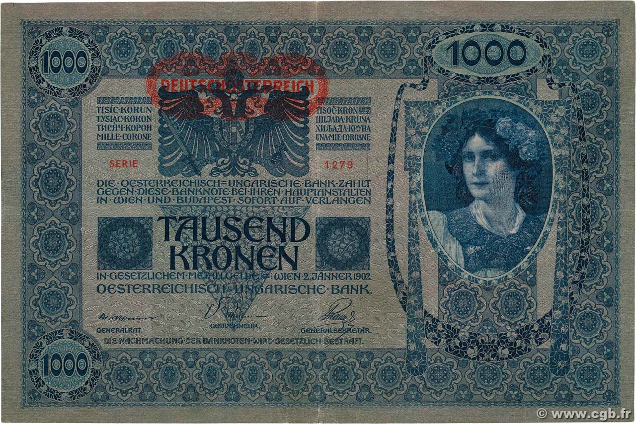 1000 Kronen AUSTRIA  1919 P.057a XF