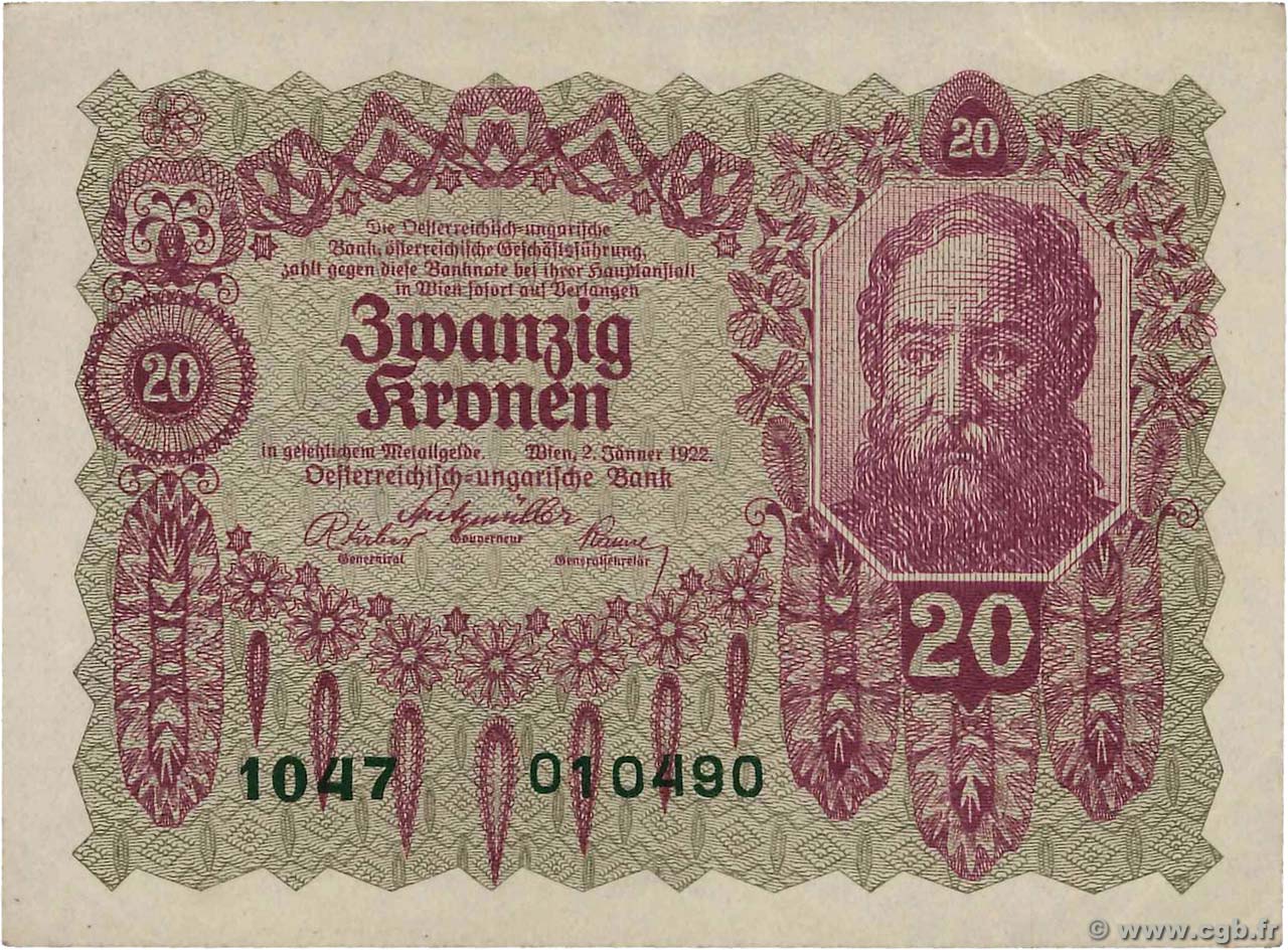 20 Kronen AUSTRIA  1922 P.076 XF+