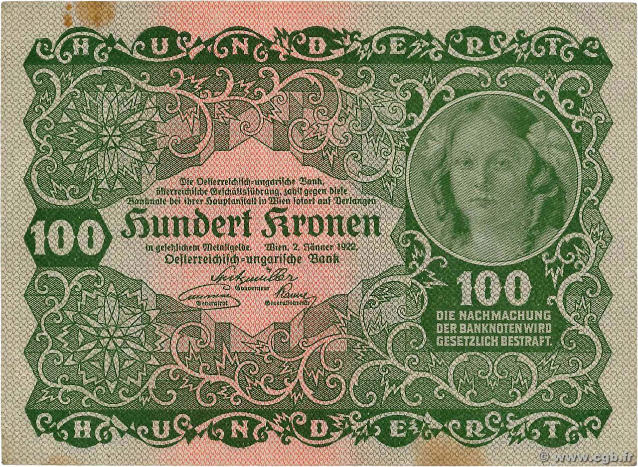 100 Kronen AUSTRIA  1922 P.077 VF
