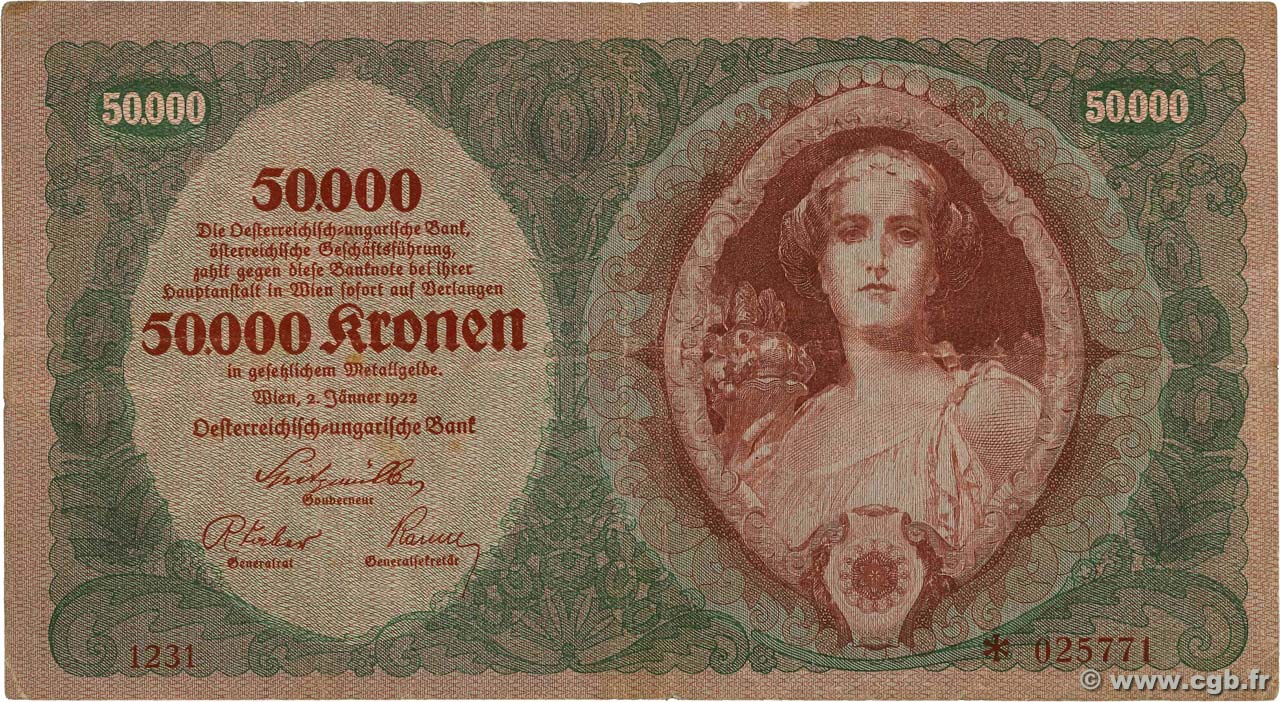 50000 Kronen AUSTRIA  1922 P.080 q.BB