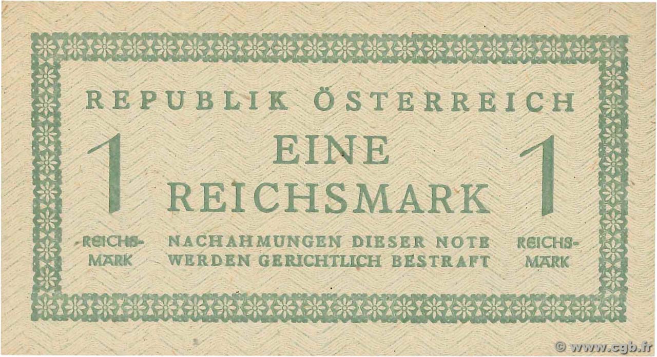 1 Reichsmark AUSTRIA  1945 P.113a AU
