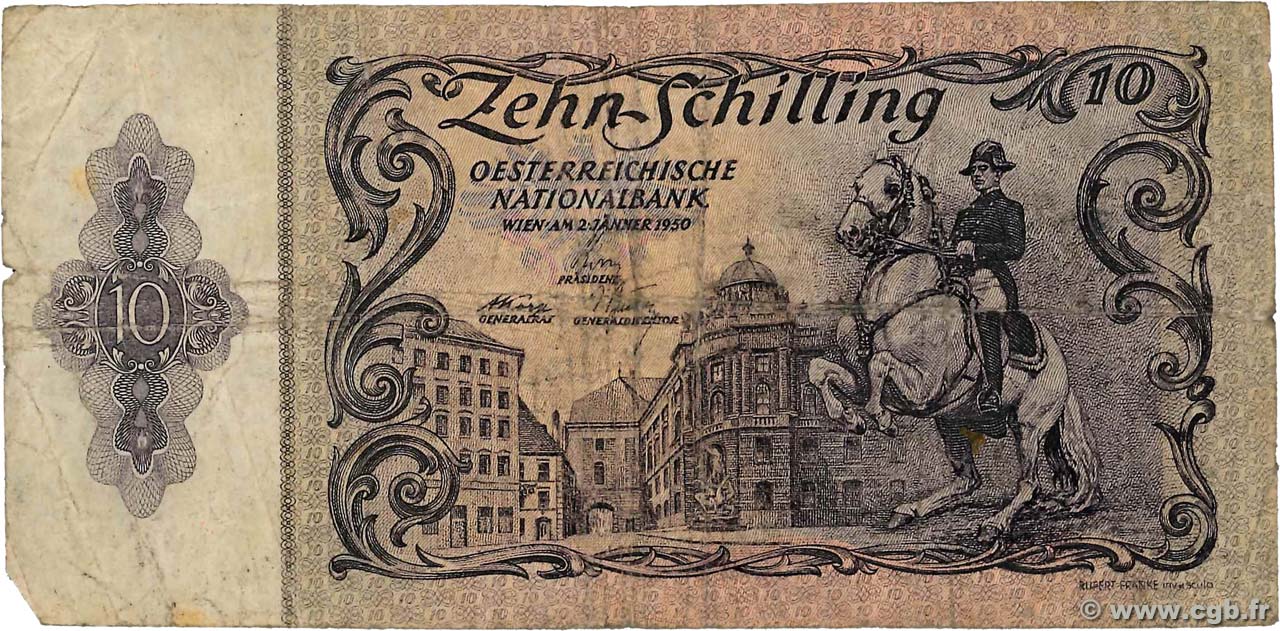 10 Schilling AUSTRIA  1950 P.127 G
