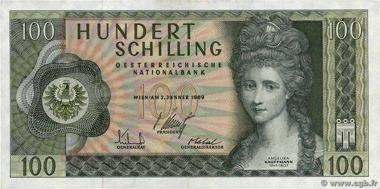 100 Schilling AUSTRIA  1969 P.145a SPL